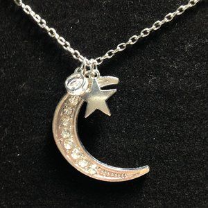 Silver Tone Moon and Star neckless